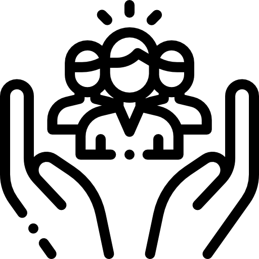 Hand covering 3 people